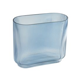 Ribbed Glass Vase, 7'', Blue