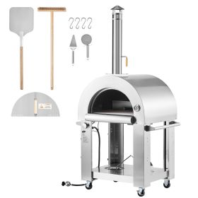 Dual Fuel Pizza Oven Outdoor, 26 in Portable Pizza Oven, Pellet & Gas Powered Outdoor Pizza-Maker with Thickened Cordierite Pizza-Stone
