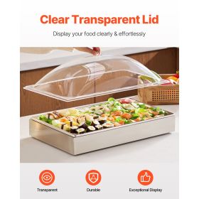 Countertop Food Serving Display Container, 1 x 1 Pan Stainless Steel Food Serving Tray