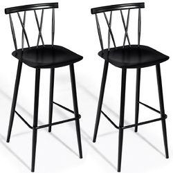 Set of 2 Steel Bar Stool Dining Chairs