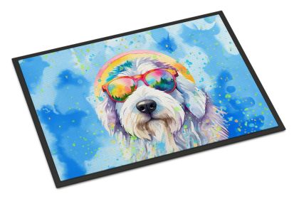 NEW Old English Sheepdog Hippie Dawg Doormat Front Door Mat Indoor Outdoor Rugs for Entryway, Non Slip Washable Low Pile, 18H X 27W