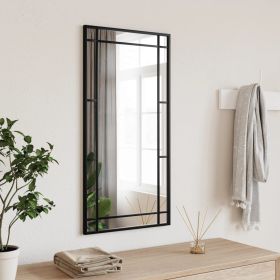 Wall Mirror Black Glass 15.7 x 31.5 in Minimalistic Wall Mirror