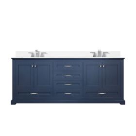Navy Blue Double Bath Vanity 80 in. W x 22 in. D, White Quartz Top, and Faucet Set
