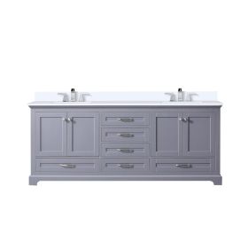 Dark Grey Double Bath Vanity 80 in. W x 22 in. D, White Quartz Top, and Faucet Set
