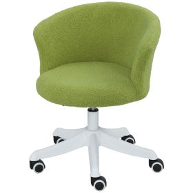Armless Office Chair, Fluffy Computer Desk Chair with Adjustable Height, Swivel Wheels, Mid Back, Light Green