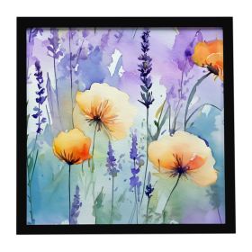Lavender in Watercolor Framed Metal Print Bathroom, Kitchen, Office, Home Decor Wall Art Ready to Hang, Square, 8X8 (Default: Default)